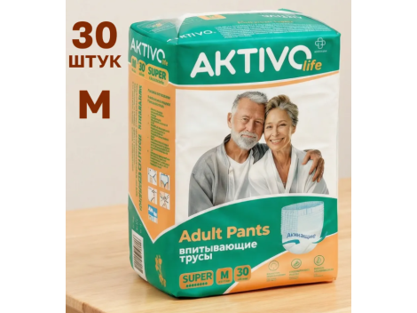 Впитывающие трусы для взрослых AKTIVO life M, обхват 80-120 см, 30 шт