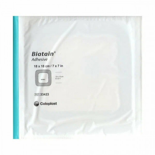 Coloplast Biatain Повязка губчатая адгезивная 18x18 см. (33423)